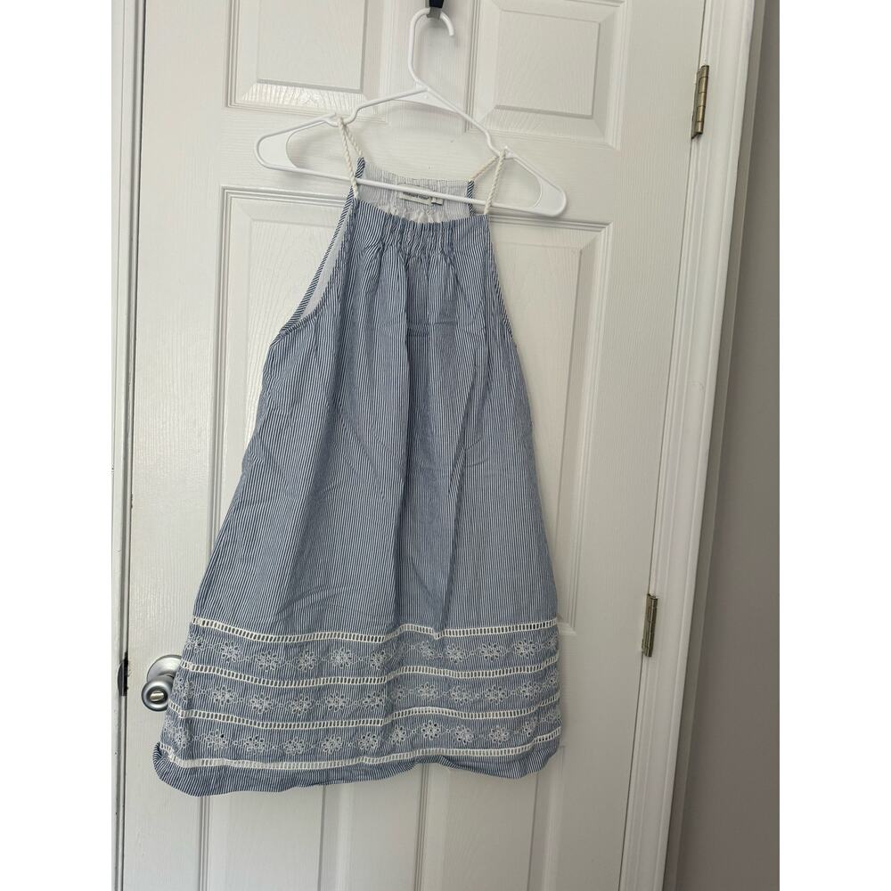 Vineyard Vines Sandbar Stripe Gathered Neck Embroidered Mini Dress Sz: Small